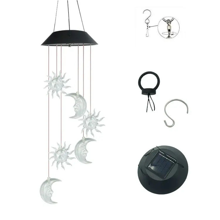 Sonne Mond Sonnenlichter Farbige Windschläge für den Garten Wasserdicht Siebenfarbiger Gradient