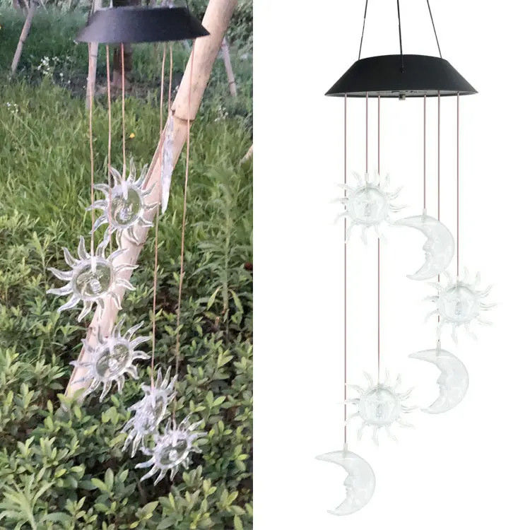 Sonne Mond Sonnenlichter Farbige Windschläge für den Garten Wasserdicht Siebenfarbiger Gradient