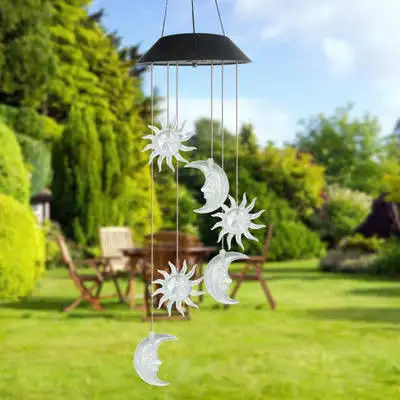 Sonne Mond Sonnenlichter Farbige Windschläge für den Garten Wasserdicht Siebenfarbiger Gradient