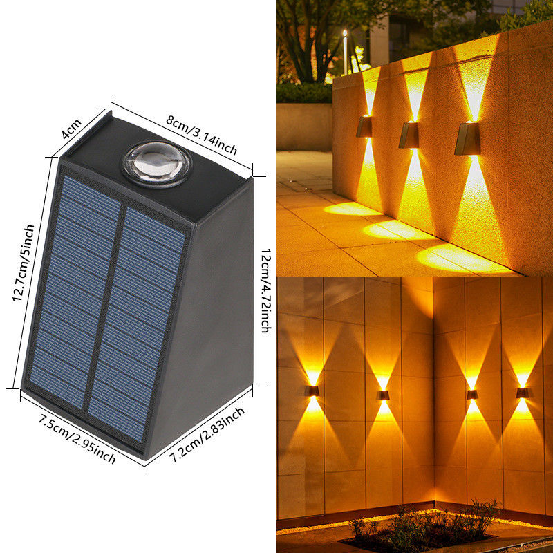 Lampengrößen 12,7*4*8*12*7,2*7,5cm Solarwandlicht für Außenwasserdichte Gartendekoration